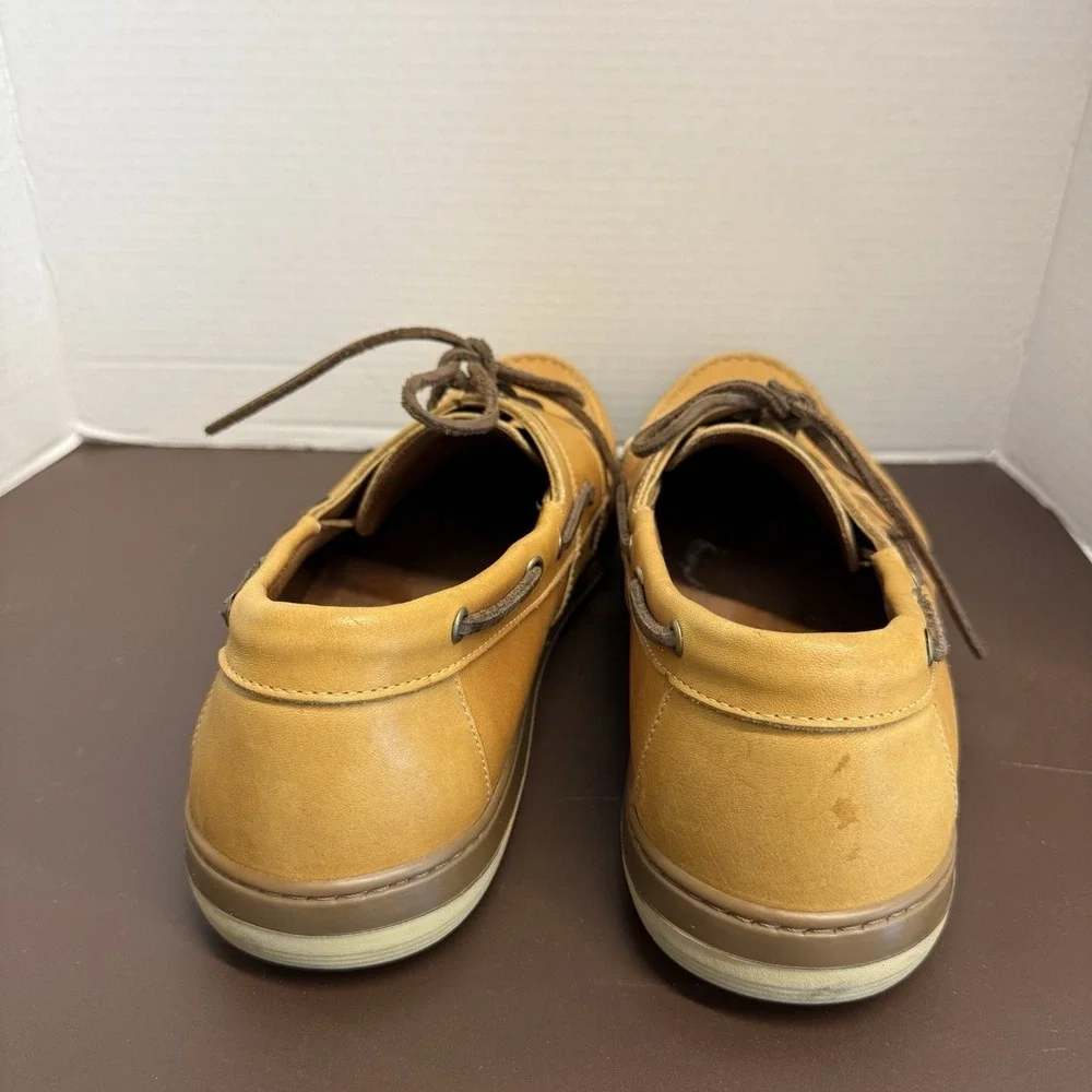 Allen Edmonds Eastport Boat Shoes Brown Honey Leather Mens 14 Slip-On Stitched